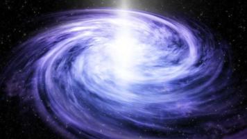 blau-violette Spiralgalaxie auf Warp-Geschwindigkeitsstern