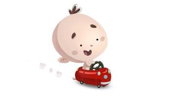bebé conduciendo un coche de juguete