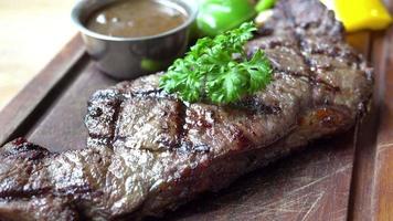 Beef steak in a white plate video