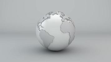 un globo terrestre ruota su un ciclo bianco video