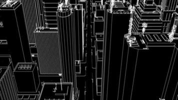 3D Animation Wire-frame of a City Aerial Flyover video