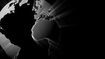 un globo terrestre grafico ruota mentre brillano le luci delle principali città video
