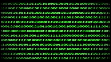 Código binario verde sobre fondo posterior, concepto de computadora digital video