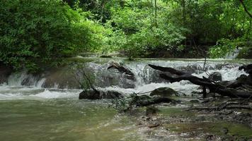 Cascada con escalones de piedra en Tailandia video