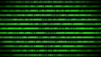 código binário verde no fundo, conceito de computador digital video