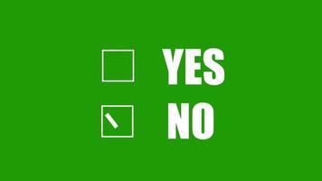 weißes Kontrollkästchen Ja oder Nein auf dem grünen Bildschirm video