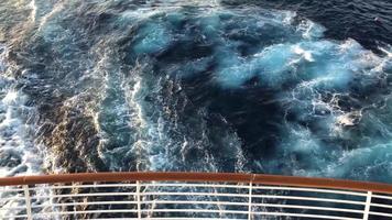 View of Ocean Waves From Boat Deck 4K