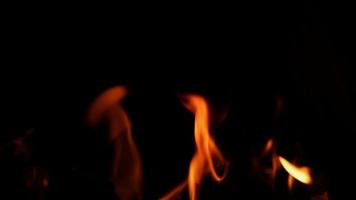 close up de lenha queimando na lareira. video