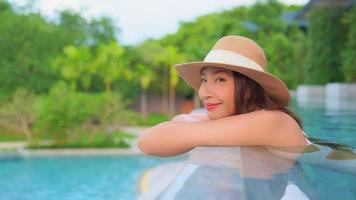 Women lounging in swimming pool border video