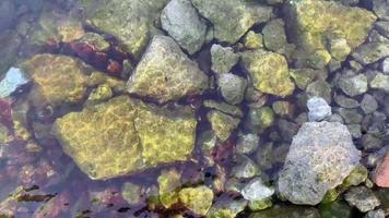 Top view of river water with rocks and splashes video