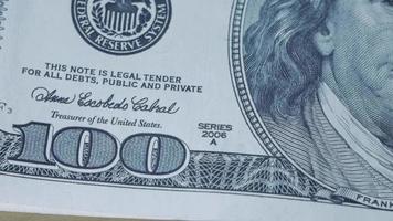 100 dollars banknote closeup a few dollar bills video