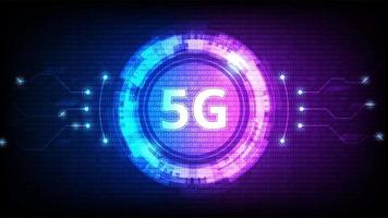 Simbolo isometrico della tecnologia 5g in blu e viola video