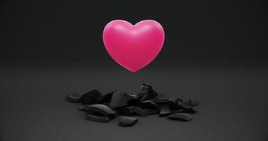 coração rosa em fundo preto video