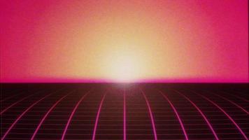 boucle de fond de grille horizontale 3d synthwave tv années 80 video