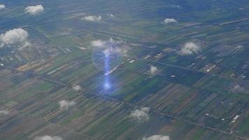 Electronic and internet pole graphic growing from a plane video