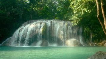 Erawan waterfall in the tropical rain forest  video