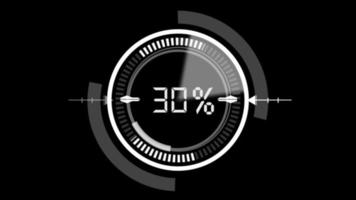 Interface de usuário do hud circle com número de 0 a 100 porcentagem contando com fundo preto. video