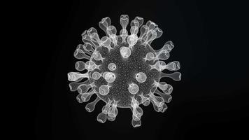 Nahaufnahme des leuchtenden Influenzavirus, das sich auf schwarzem Hintergrund dreht