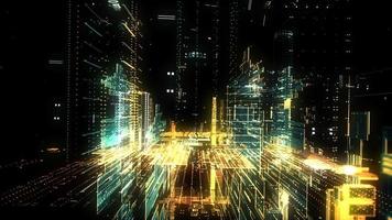 City Cyber Digital Background video