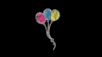 kleurrijke papieren ballonnen stijgen op zwarte achtergrond video