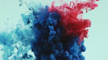 peintures abstraites à l'encre rouge et bleue se répandant dans la texture de l'eau video