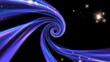 A bright blue shiny sparkly swirl in a black background video