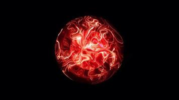 Red energy sci-fi plasma ball isolated transparent in alpha channel.   video