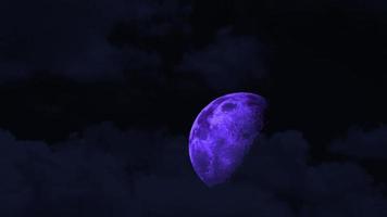 half purple moon rise on the night sky video