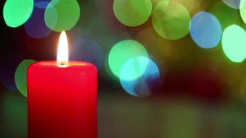 Romantic Red Candle Light and Colorful Bokeh in the Background video