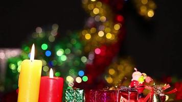 Gift Boxes and Candle Light in Romantic Bokeh Background video