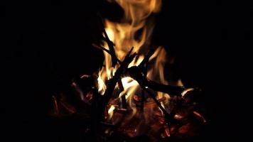 Lagerfeuer brennt in der Nacht video