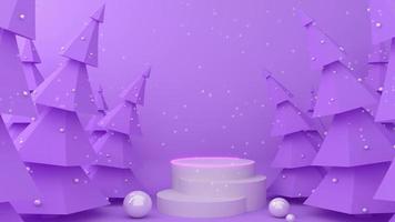 luce display vuoto nella pineta viola con la neve. video