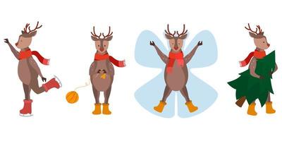 Set of Christmas reindeer vector