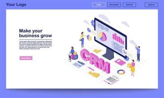 CRM for business growth isometric landing page