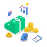 Accounting isometric icons vector