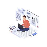 Copywriting and content marketing isometric vector