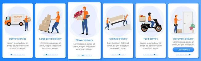 Delivery service onboarding mobile app screens vector