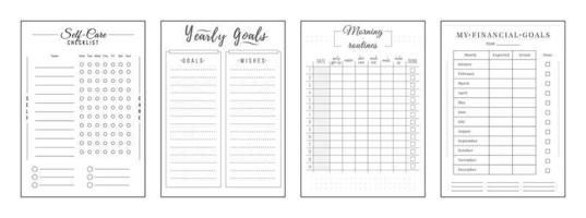Annual resolution minimalist planner page set vector
