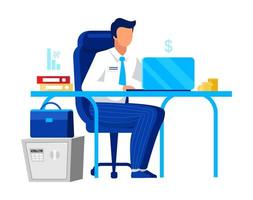 Office worker on laptop vector