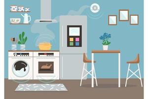 Smart kitchen background vector