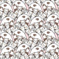 Seamless kawaii panda and friends pattern in cartoon style vector