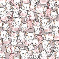 Seamless pattern lovely cats in cartoon style vector