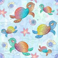 Seamless pattern with sea turtle vector