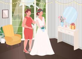 Bride preparation with bridesmaid vector