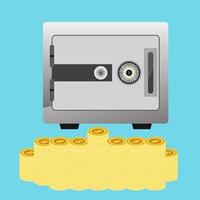 Safe metal box money secure and safe money vector