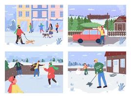 Winter outside activity vector