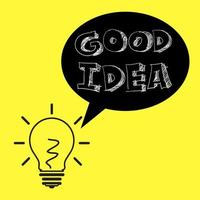 Good Idea Lettering with Bright Light Bulb vector