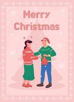 Christmas celebration for couple greeting card vector