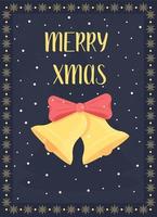 Christmas bells greeting card vector