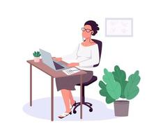 Woman working with laptop vector